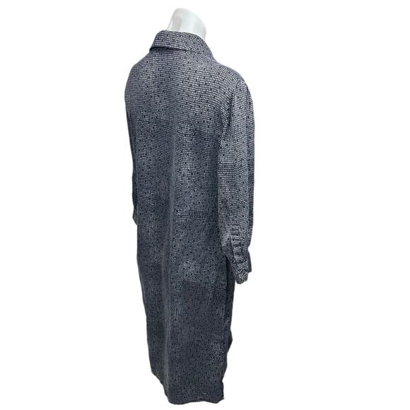The Limited 100% Silk Gray Geometric Print  Long Sleeve Button Up Shirt Dress 6 - Picture 3 of 7